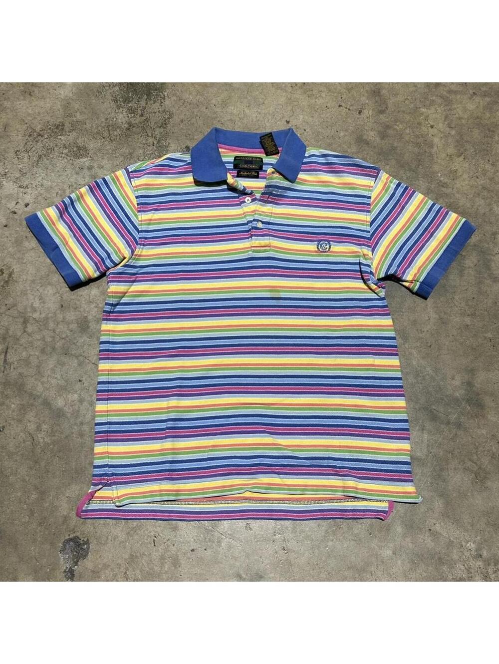 Vtg Y2K Alexander Julian Colours colorful shortsleeve polo shirt